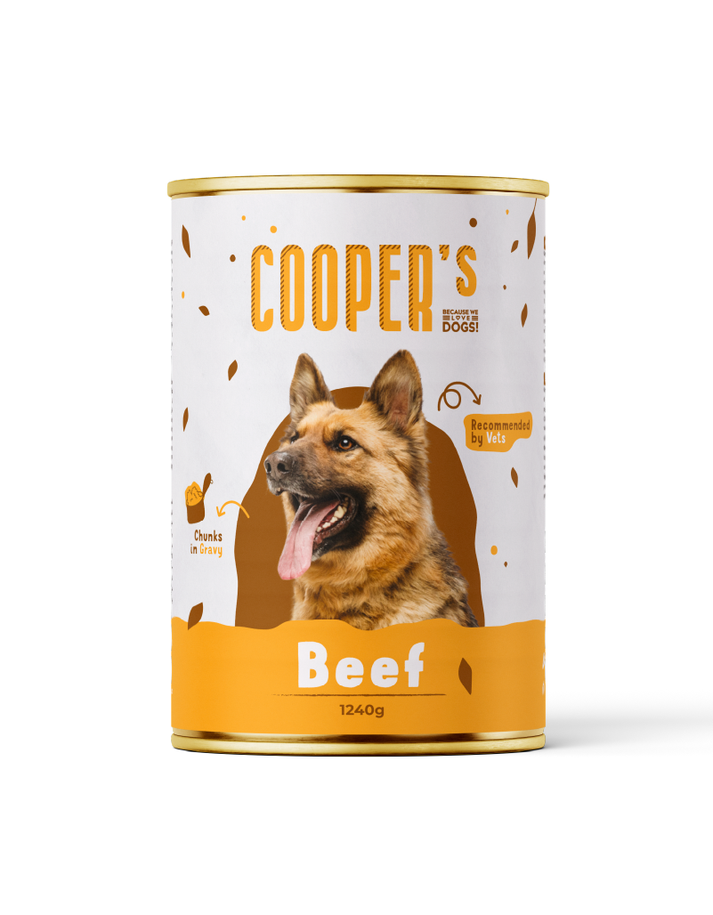 Wet food for adult dogs with beef